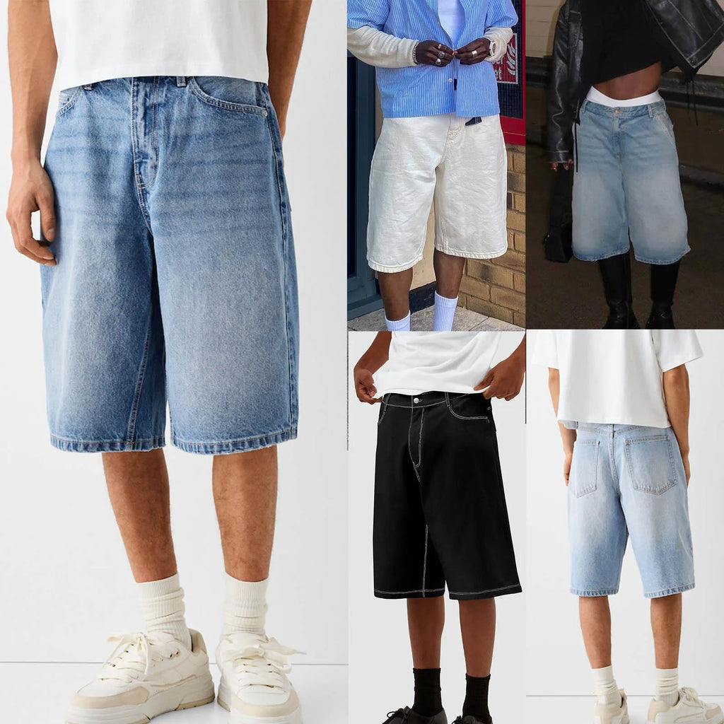 Men New European American Style Denim Shorts Casual Mid‑Length Jeans Fashion Streetwear Male Denim Pants