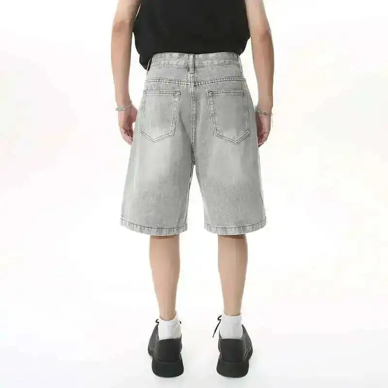 IEFB Summer Men's Casual Jeans Shorts Loose Mid High Waist Fashion Knee Lenght Denim Short Pants Vintage Male New Korean 9A8588