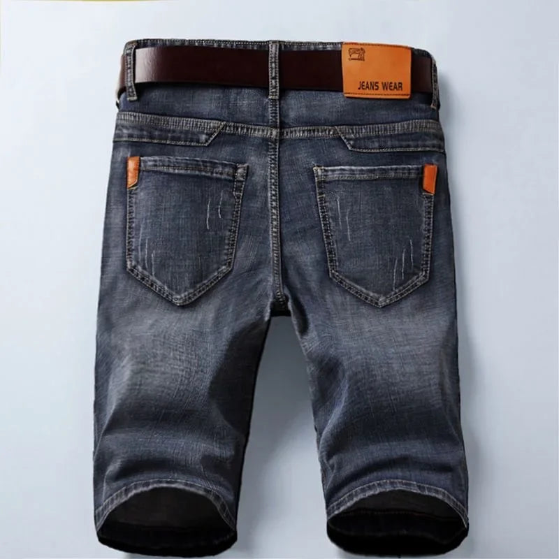 Denim Shorts Men's Summer Thin Straight Classic Designer Business Short Jeans Brand Clothing Stretch Korean Casual Male Shorts