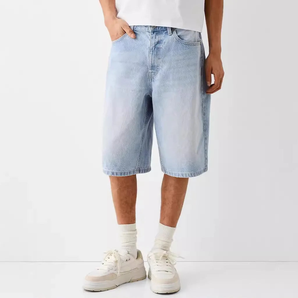 Men New European American Style Denim Shorts Casual Mid‑Length Jeans Fashion Streetwear Male Denim Pants